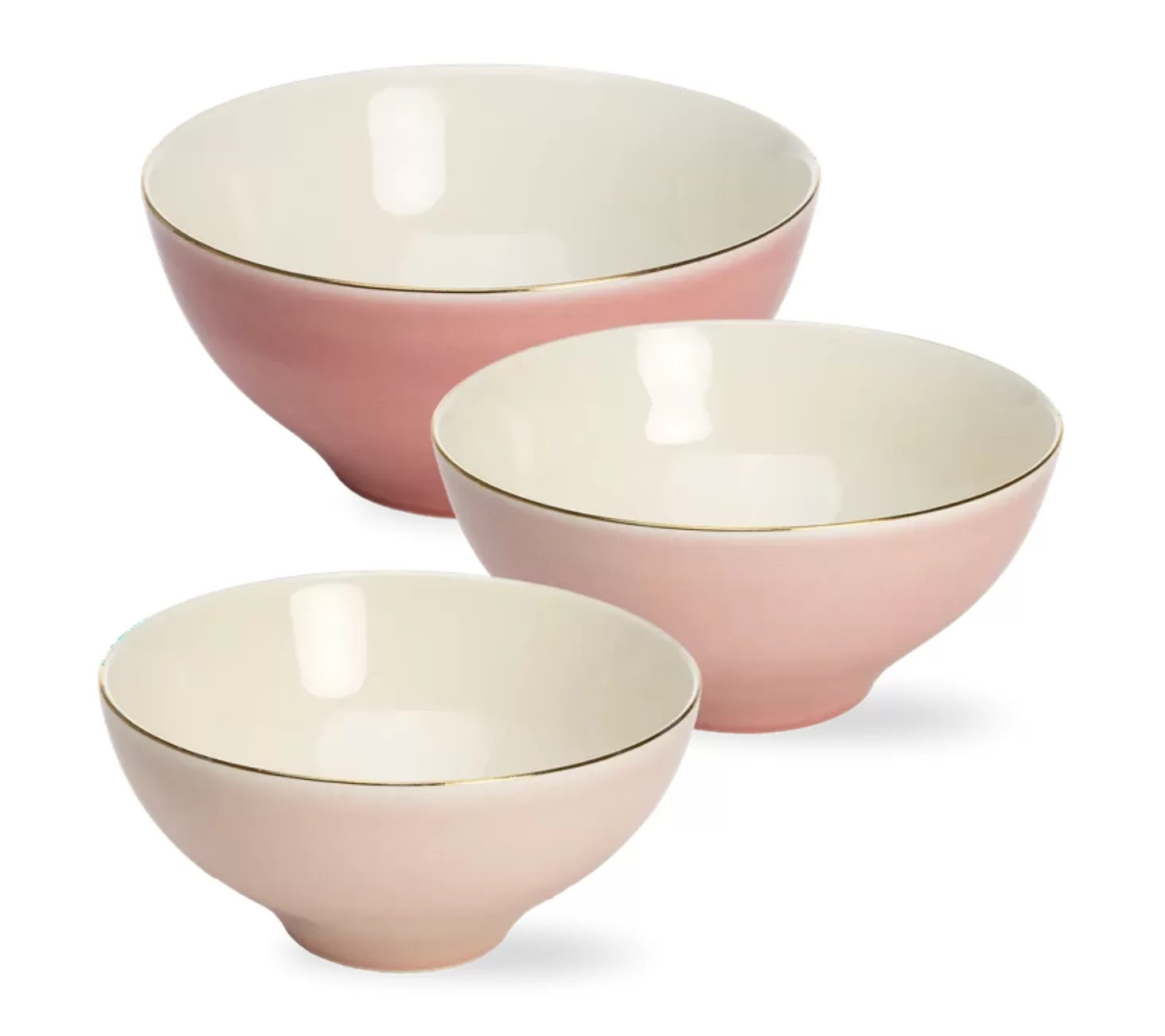 Pink and Gold Mixing Bowls